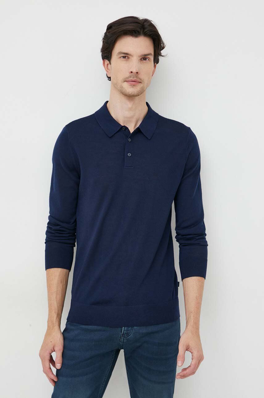 Michael Kors Merino Polo Sweater in Navy color