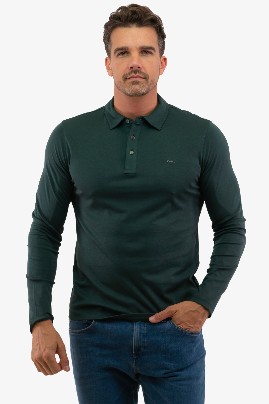 Shop Option Michael Kors Long Sleeve Polo in Jade color Kors Cf150Cfc93 376 v2 Boutique Option