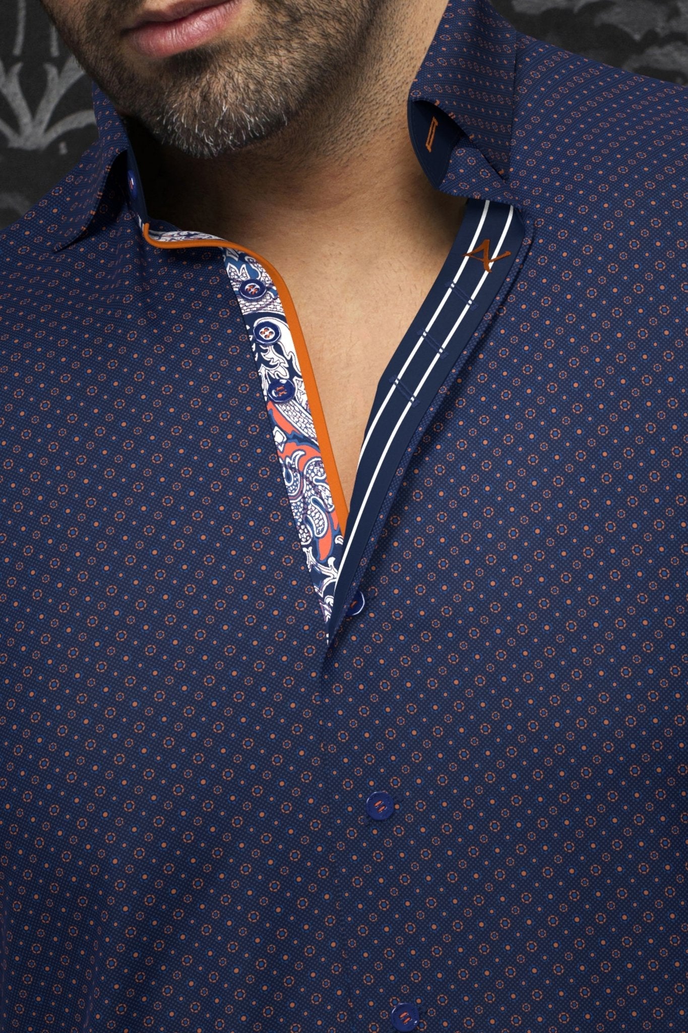 CHEMISE | CARELLI, Navy Orange - AU NOIR