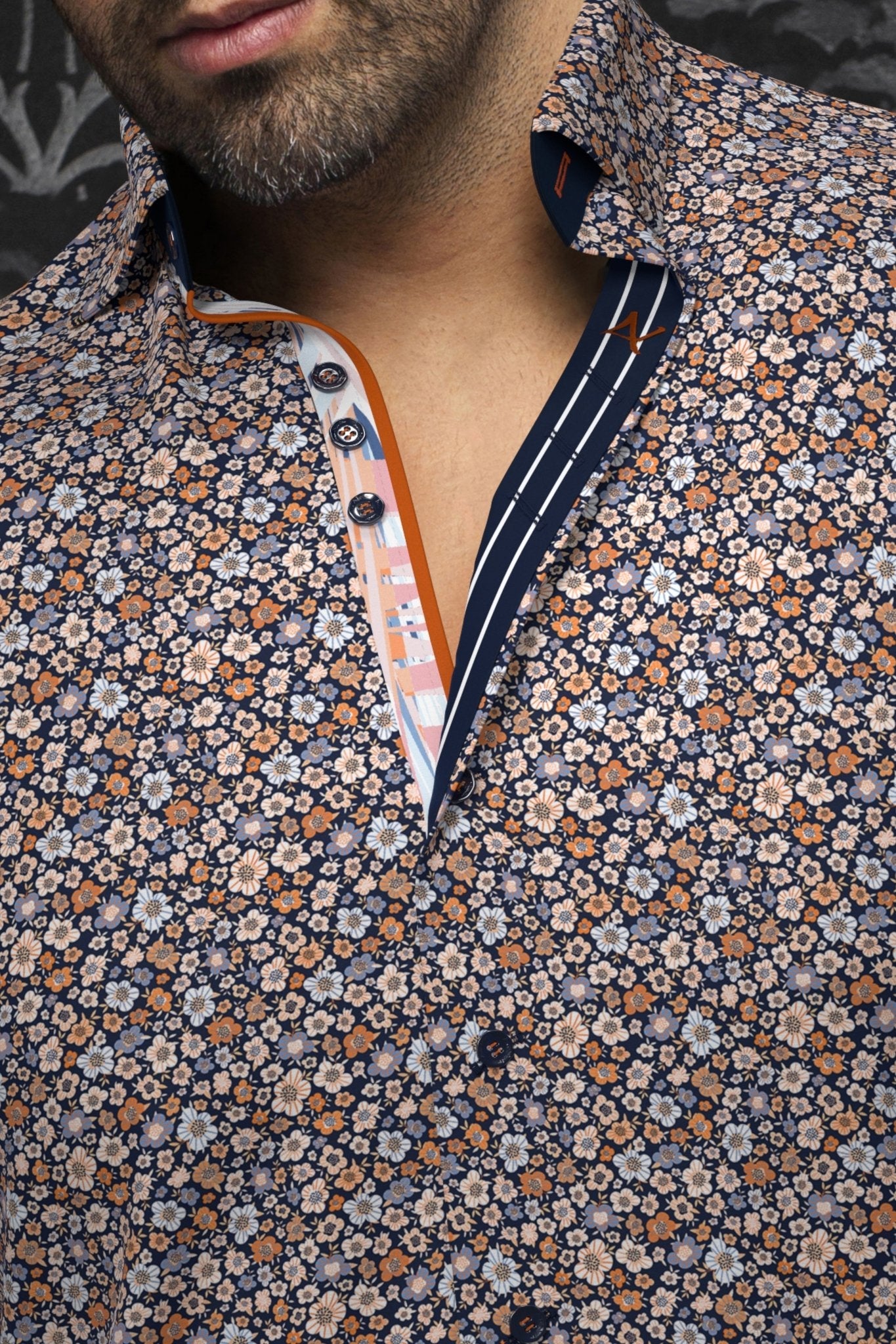 CHEMISE | HAYLO, Navy Orange - AU NOIR