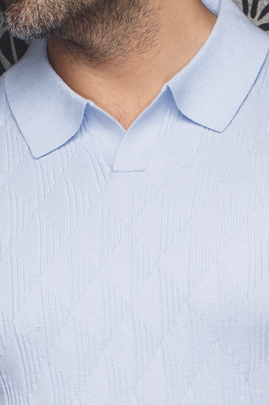 POLO LAINE DE MÉRINOS | LOWICK, Light Blue - AU NOIR