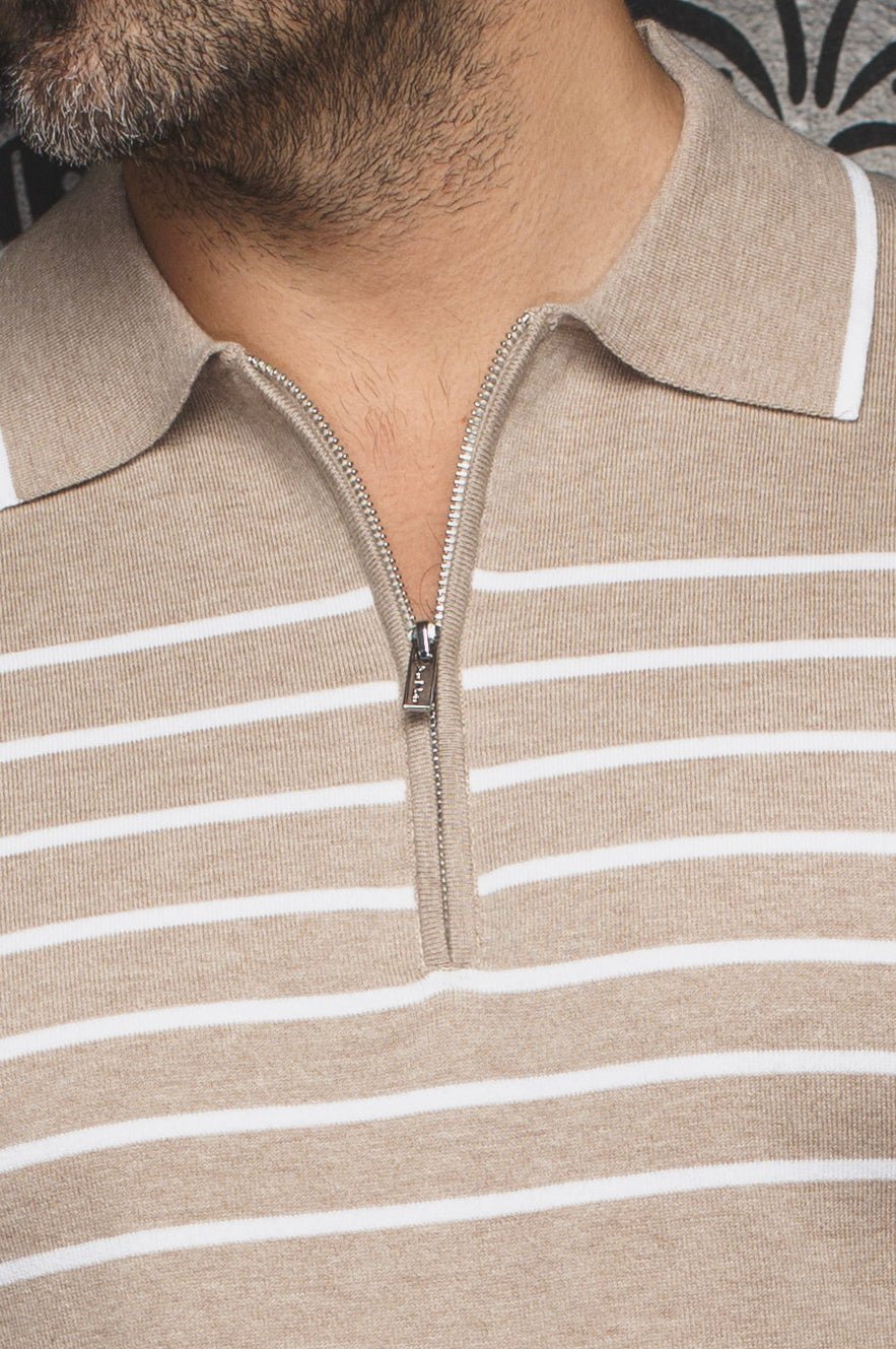 POLO LAINE DE MÉRINOS | OBAN, Stone - AU NOIR