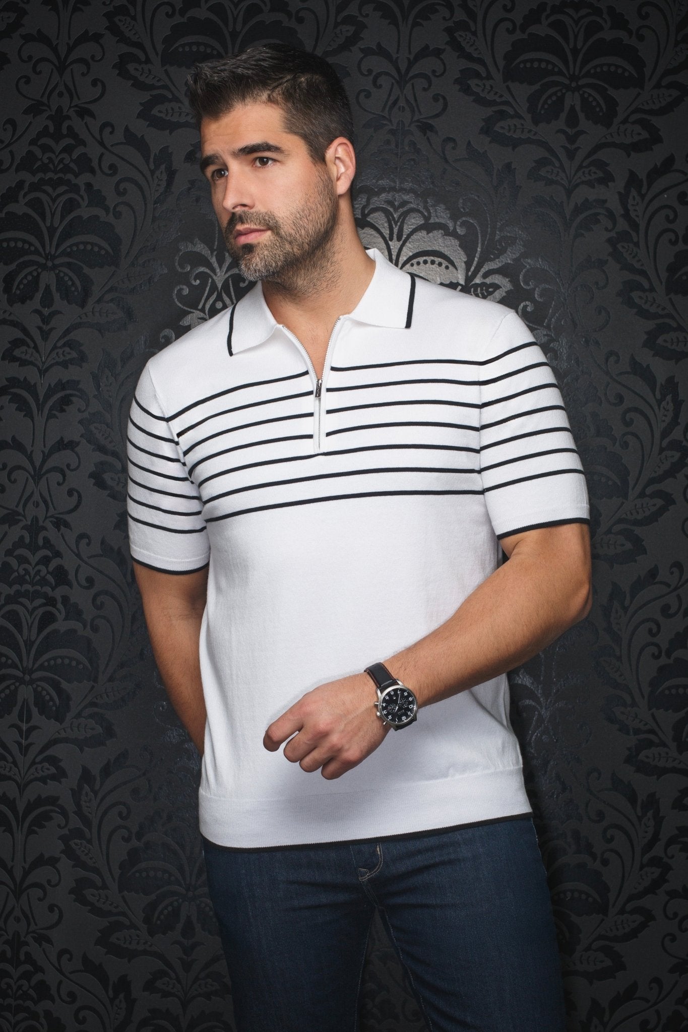 POLO LAINE DE MÉRINOS | OBAN, White - AU NOIR