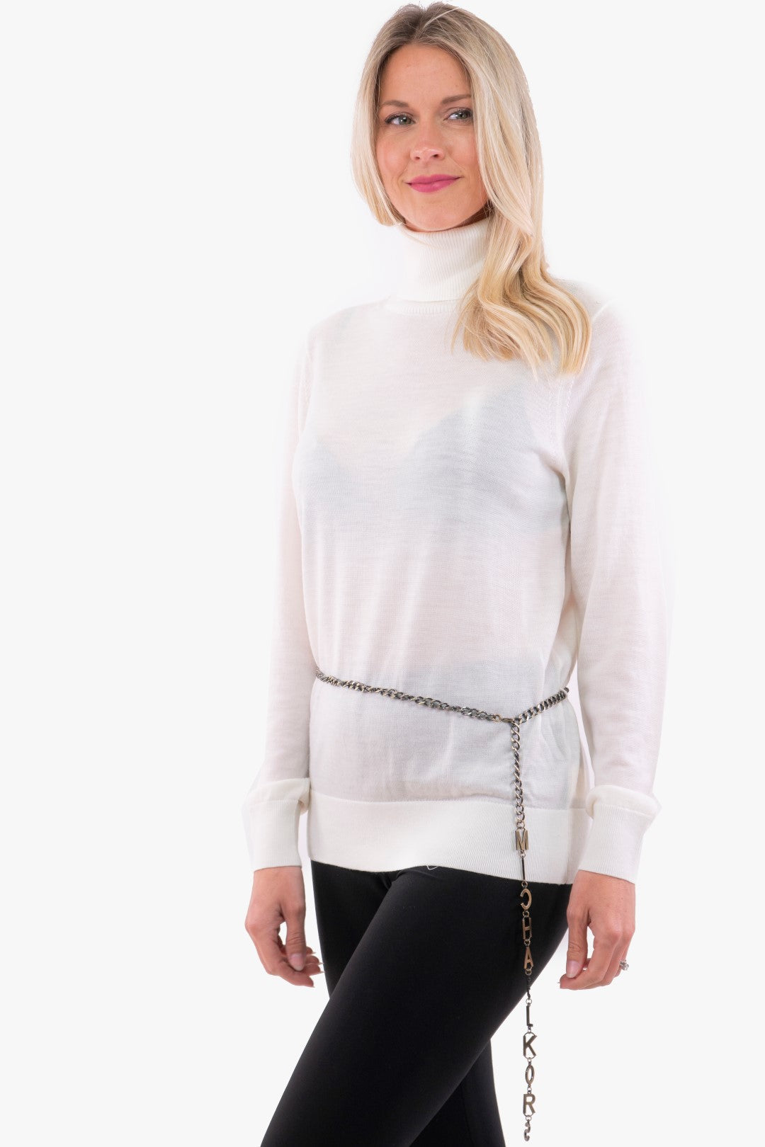 Chandail A Col Roulé Michael Kors De Couleur Os Femme