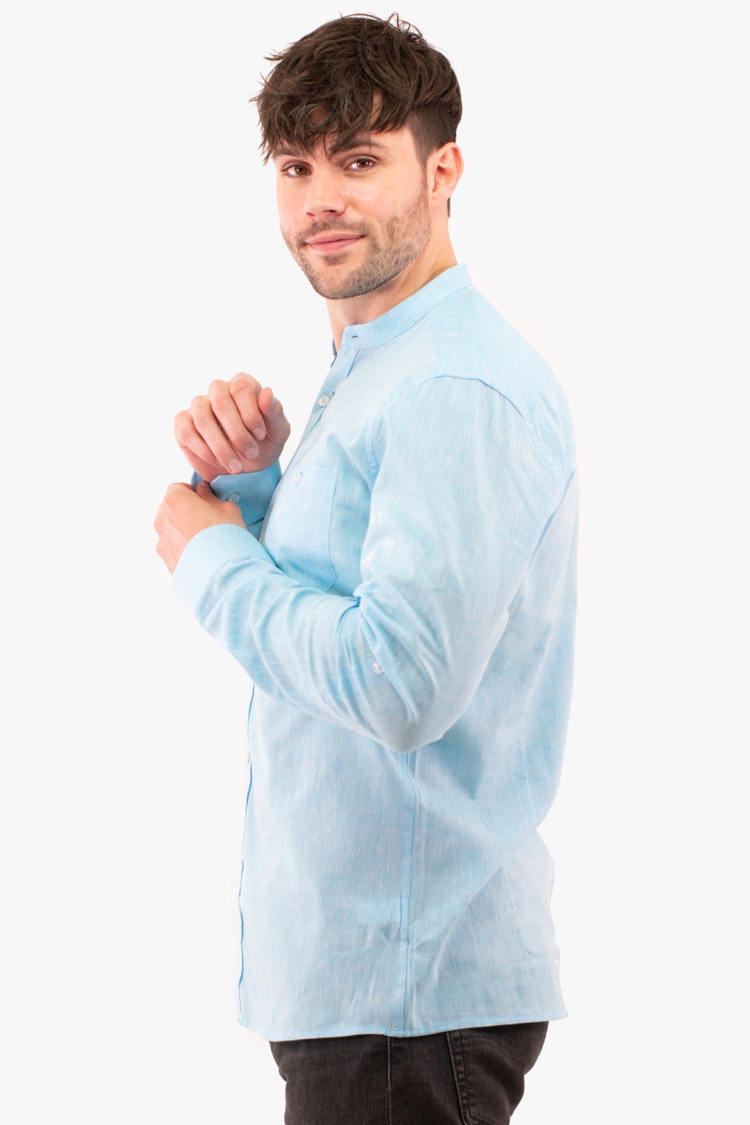 Chemise en lin Blue de couleur Turquoise (Blue-Blsl211700