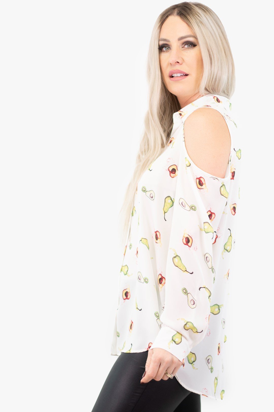 Blouse Cold Shoulder Cartise De Couleur Vert Multi (Cart-810314) Femme