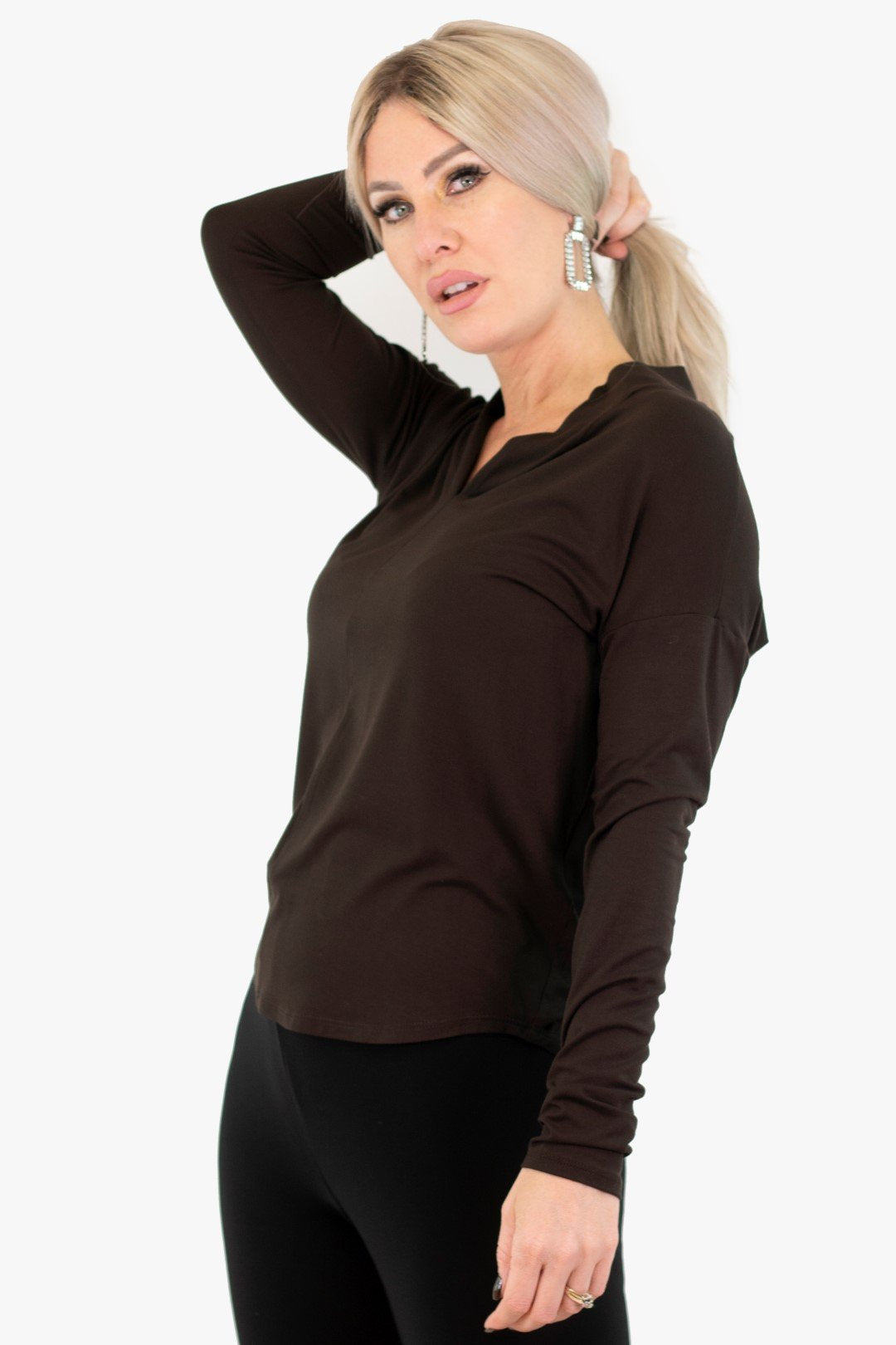 Tunique Innovaré De Couleur Brun (Inno-30170) Femme