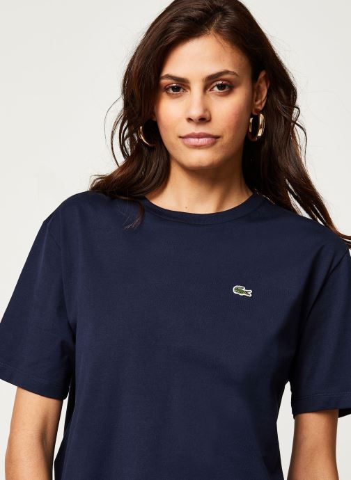 T-Shirt En Coton Premium À Col Rond Lacoste de couleur Marine