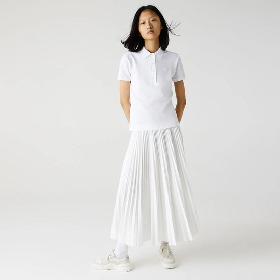 Polo Slim Fit En Piqué De Coton Stretch Lacoste de couleur Blanc