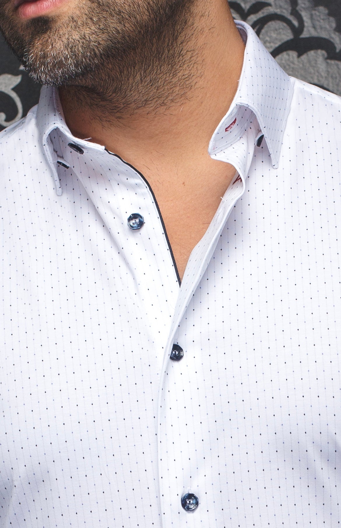 Chemise En Tricot Au Noir de couleur Blanc/Bleu