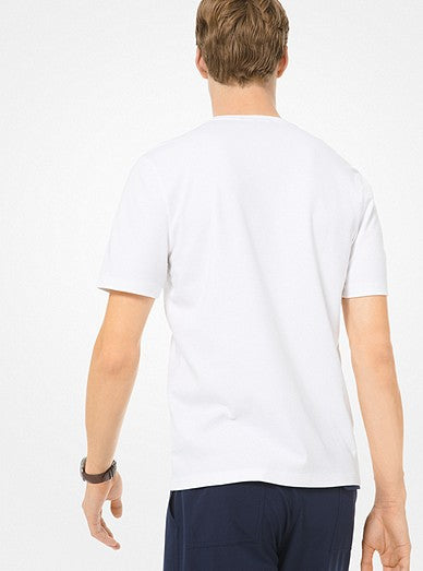 T-Shirt Col En V Michael Kors de couleur Blanc