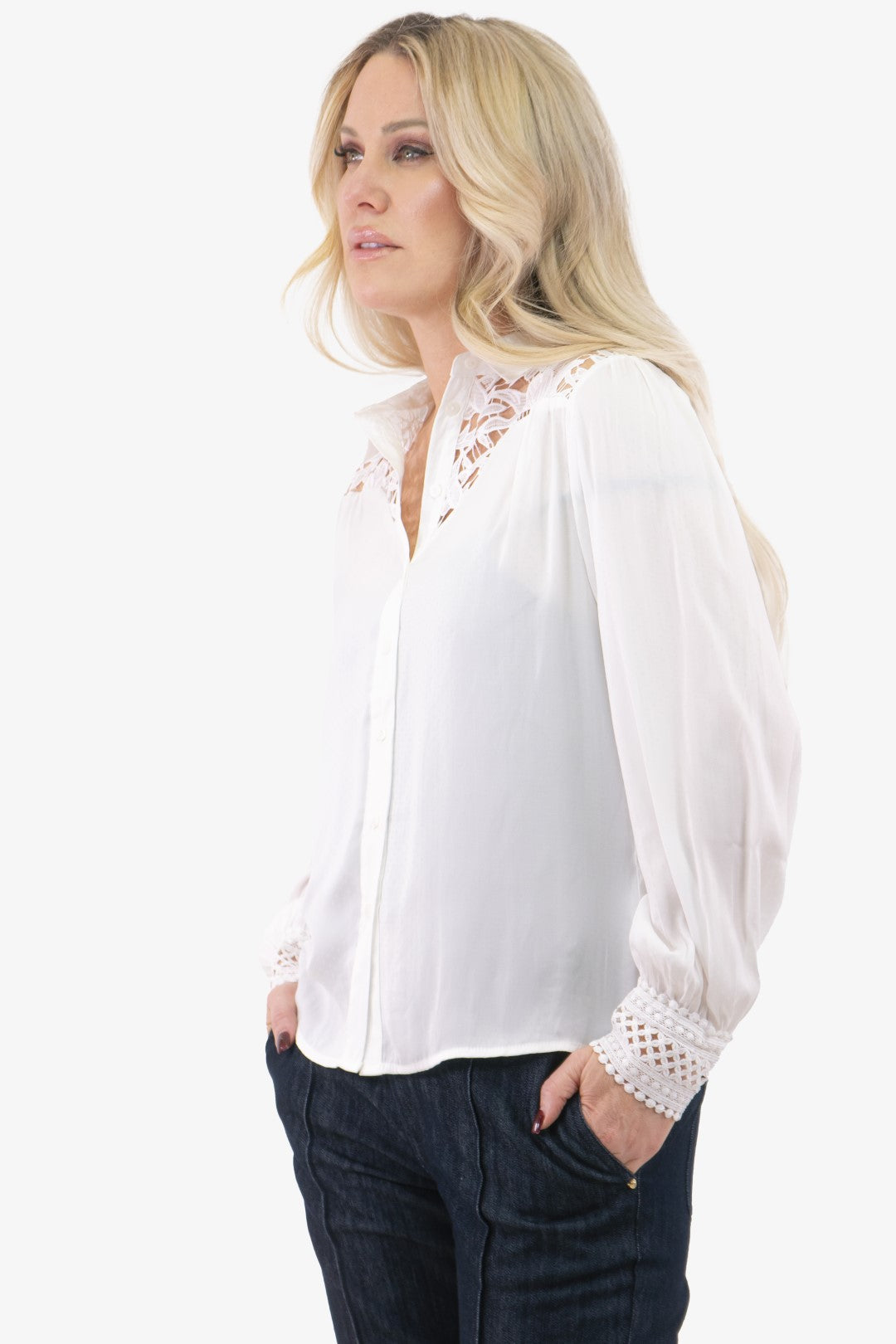 Blouse Esqualo de couleur Blanc Casse