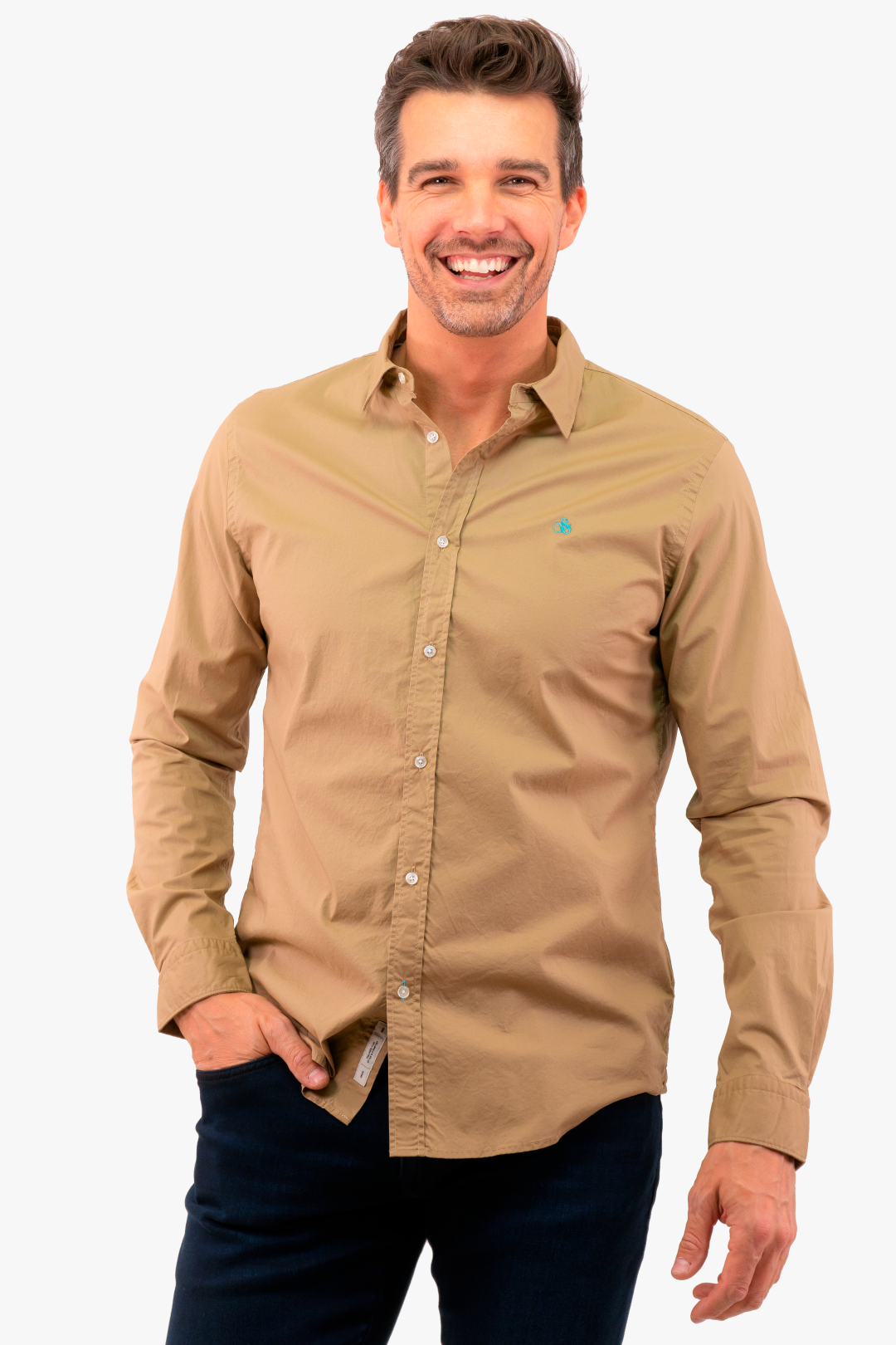 Chemise Poplin Scotch&Soda de couleur Taupe