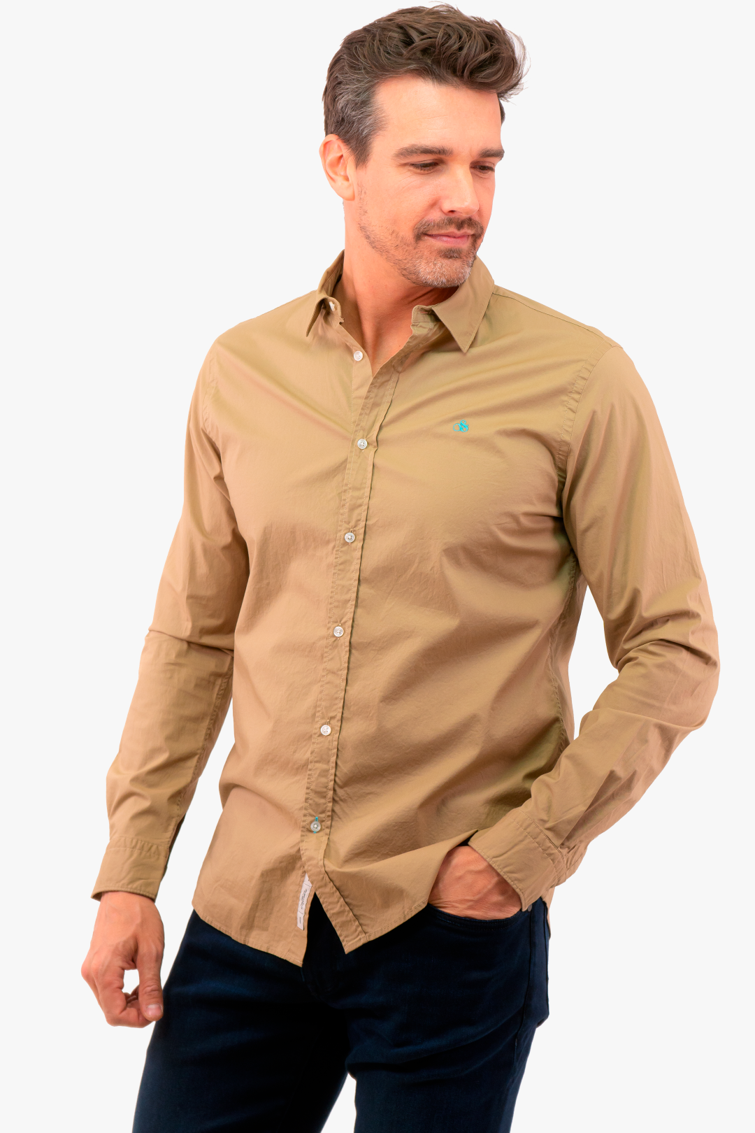 Chemise Poplin Scotch&Soda de couleur Taupe