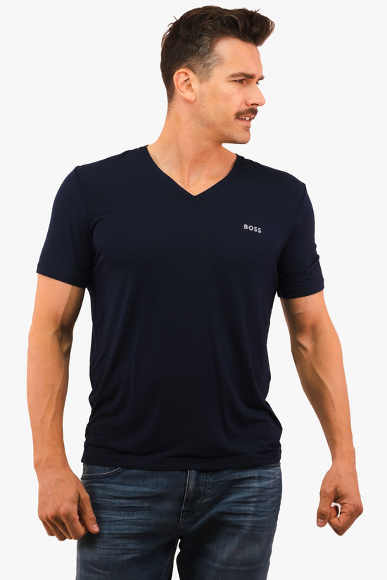 T-Shirt En V Hugo Boss de couleur Marine