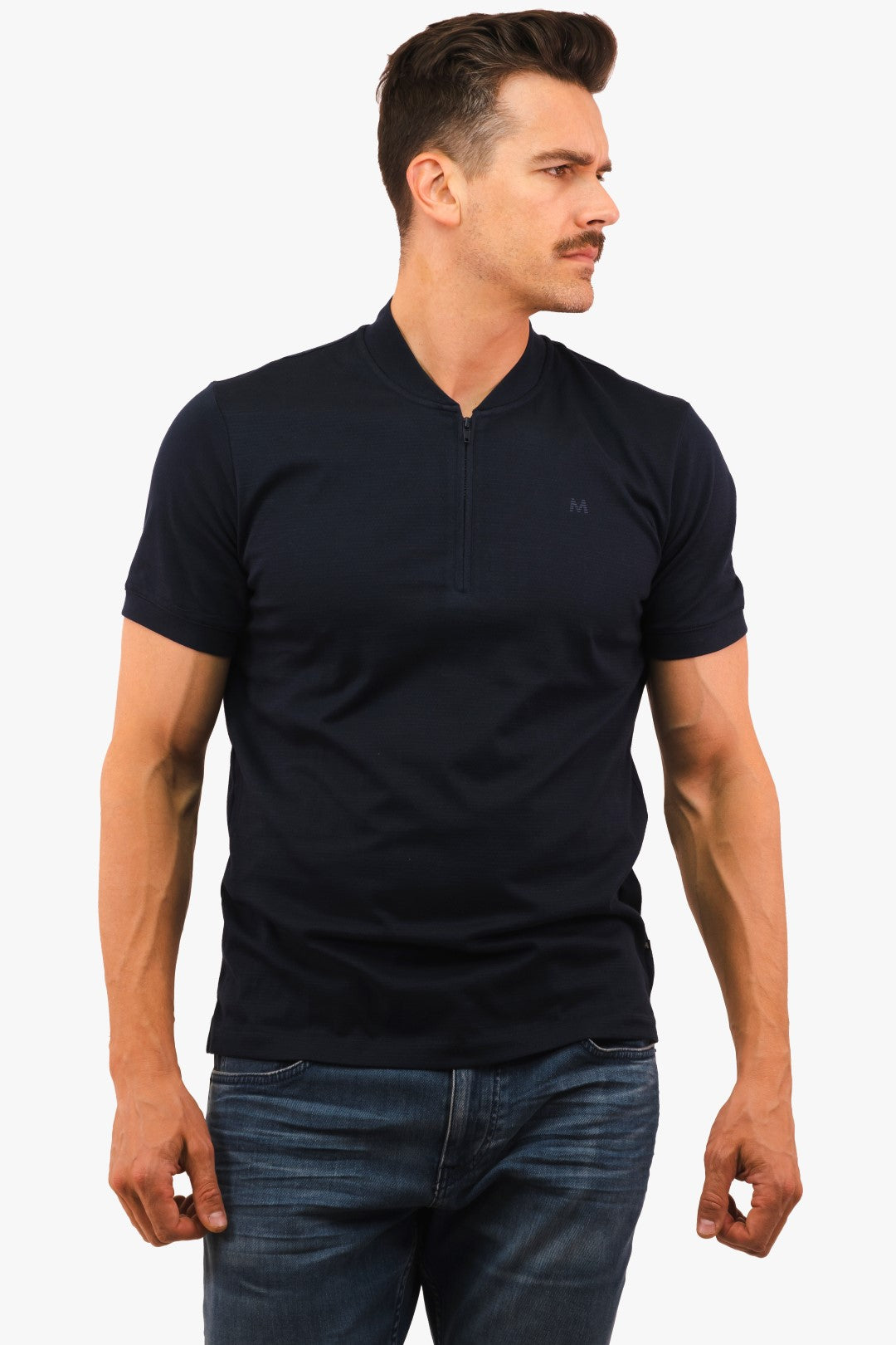 T-Shirt Avec Zip Matinique de couleur Marine