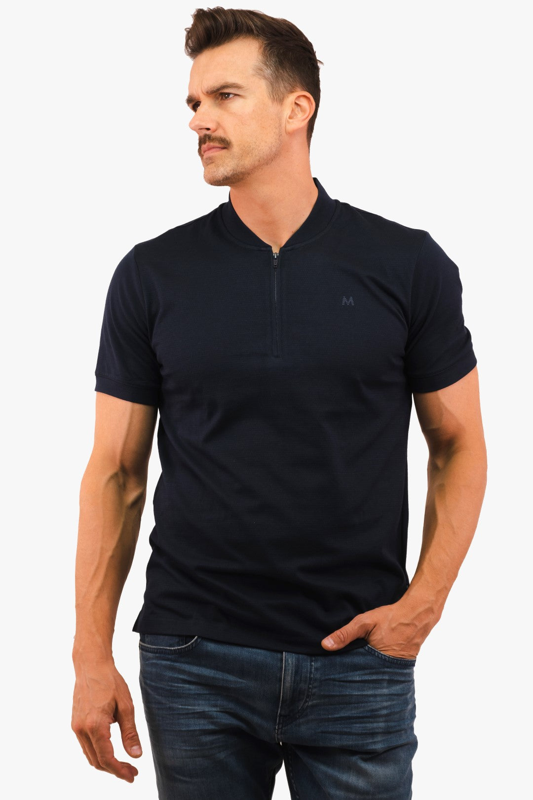 T-Shirt Avec Zip Matinique de couleur Marine