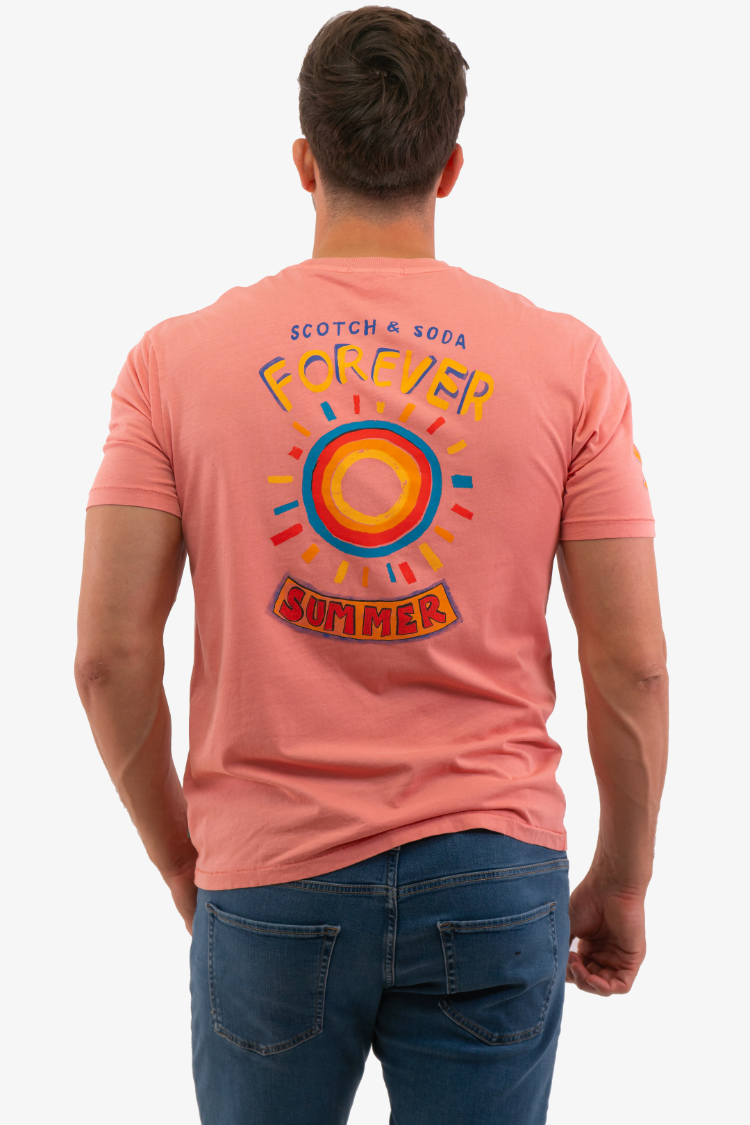 T-Shirt Scotch&Soda de couleur Corail