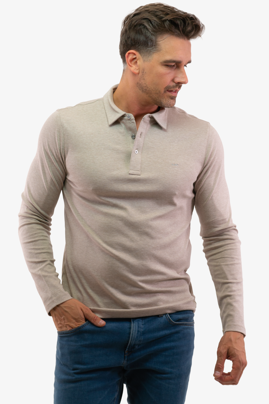 Polo Manches Longues Michael Kors de couleur Beige