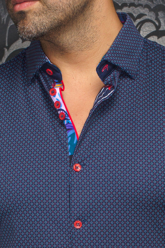 Chemise Au Noir de couleur Marine/Rouge