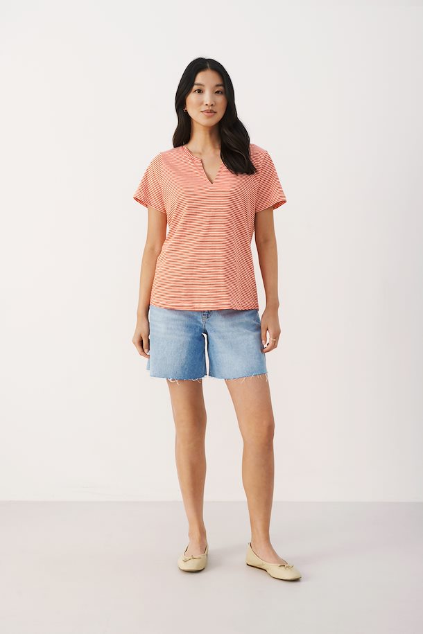 T-Shirt Rayé Part Two de couleur Corail