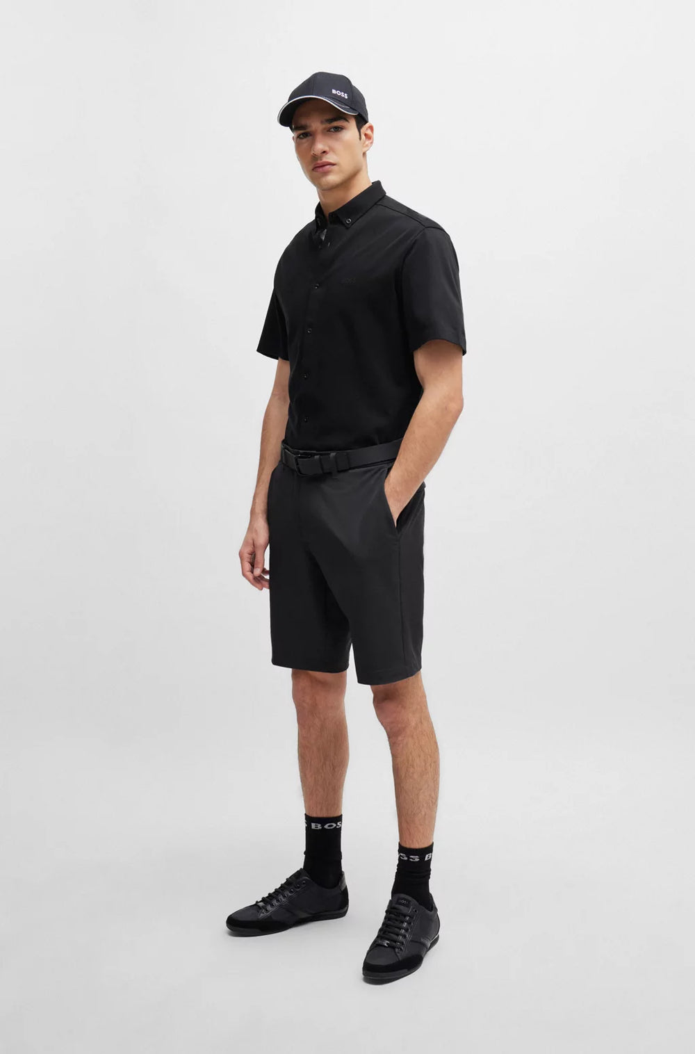 Navy hugo boss shorts discount