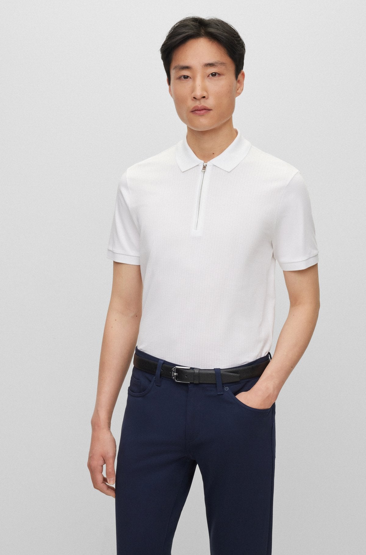 Polo Hugo Boss de couleur Blanc