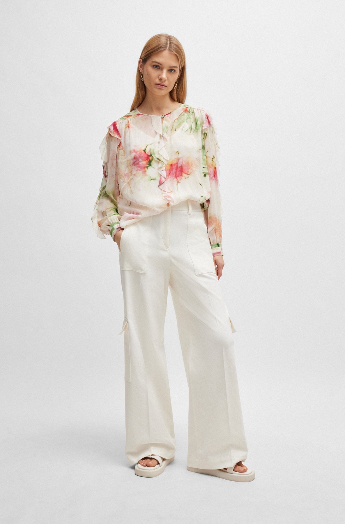 Hugo boss white trousers outlet