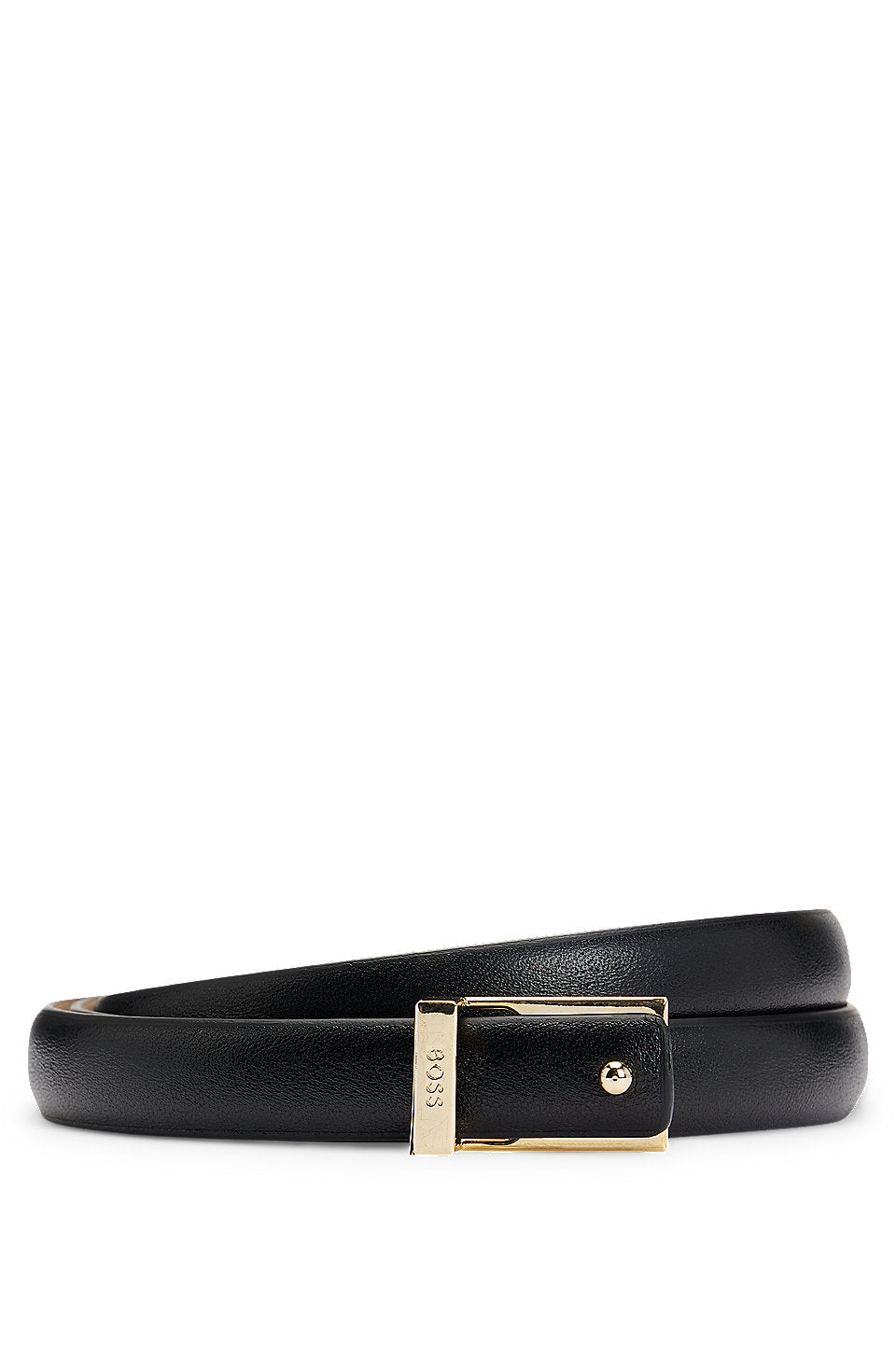 Ceinture Femme BOSS En Cuir Noir Avec Rivets Métal - Élégance Et Style