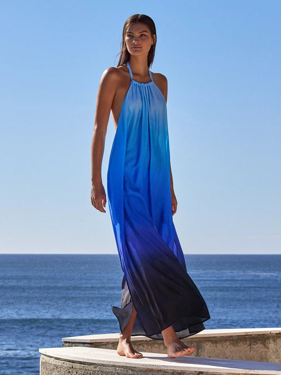 Load image into Gallery viewer, Robe Maxi Jets Swimwear de couleur Ocean
