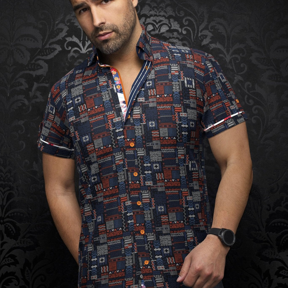 MANCHES COURTES EXTENSIBLE | FINLAY, Navy Orange - AU NOIR