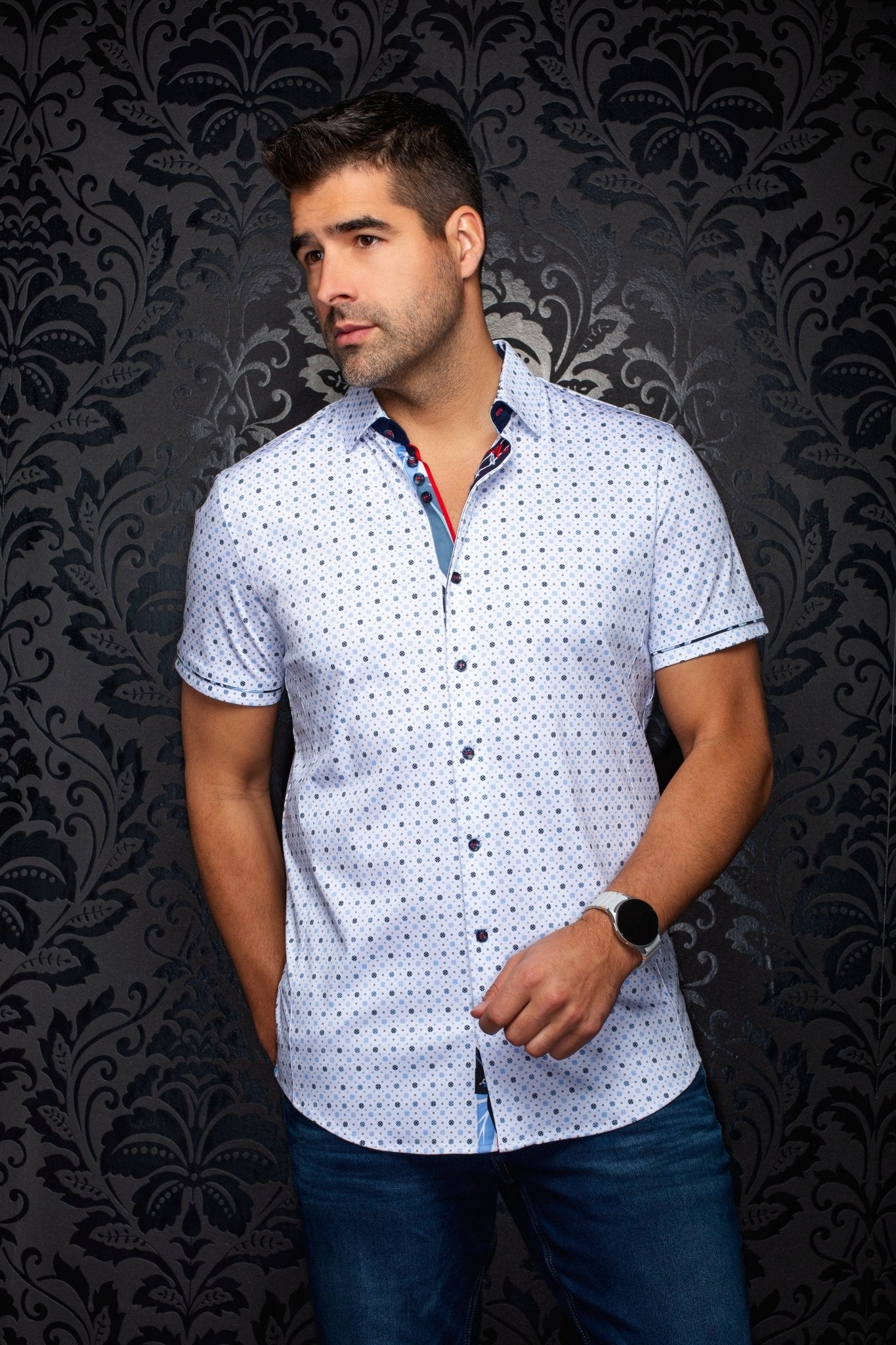 MANCHES COURTES EXTENSIBLE | PATMOS, White Light Blue - AU NOIR