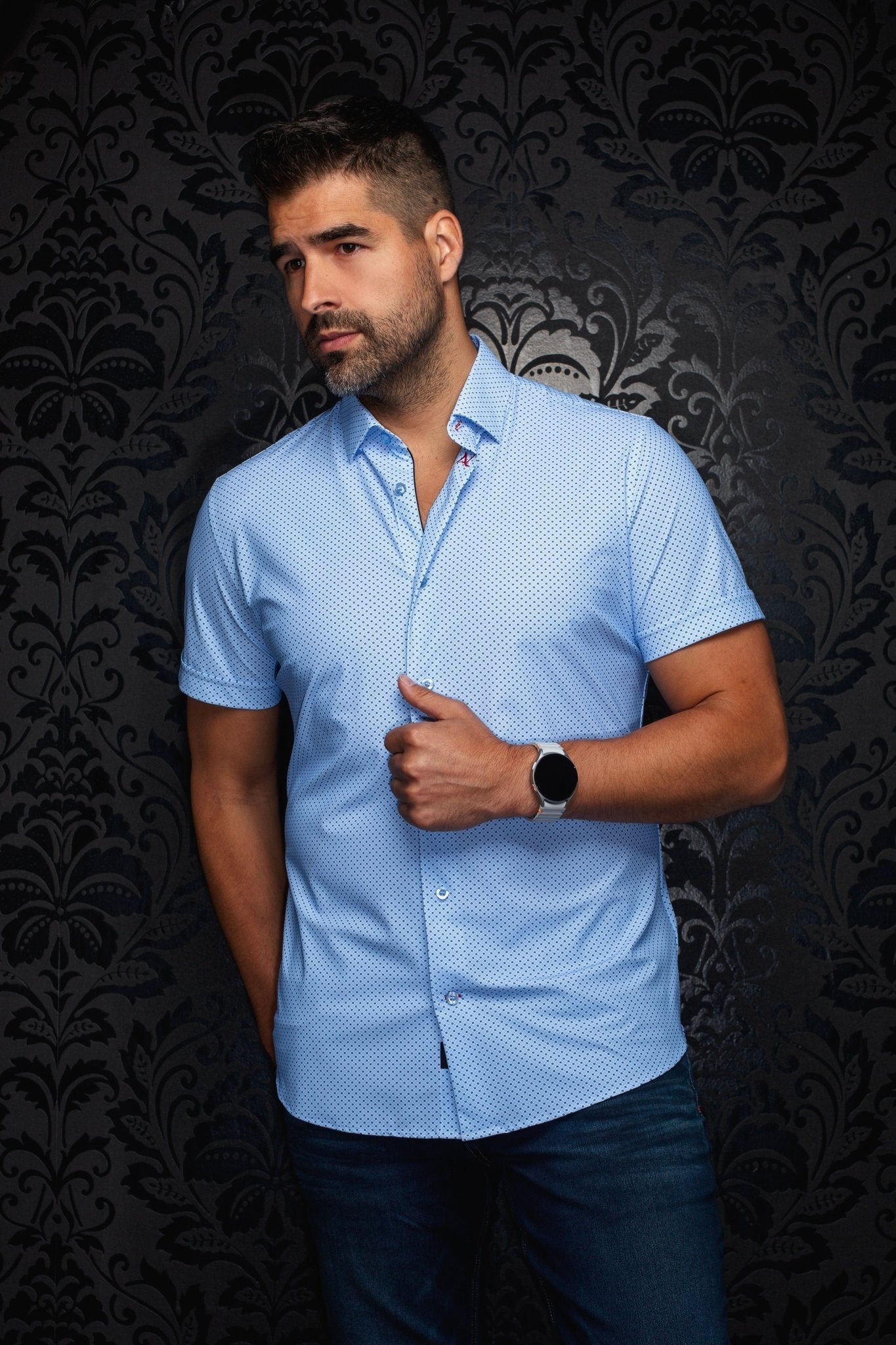 MANCHES COURTES NYLON | NICK GEO, Blue - AU NOIR