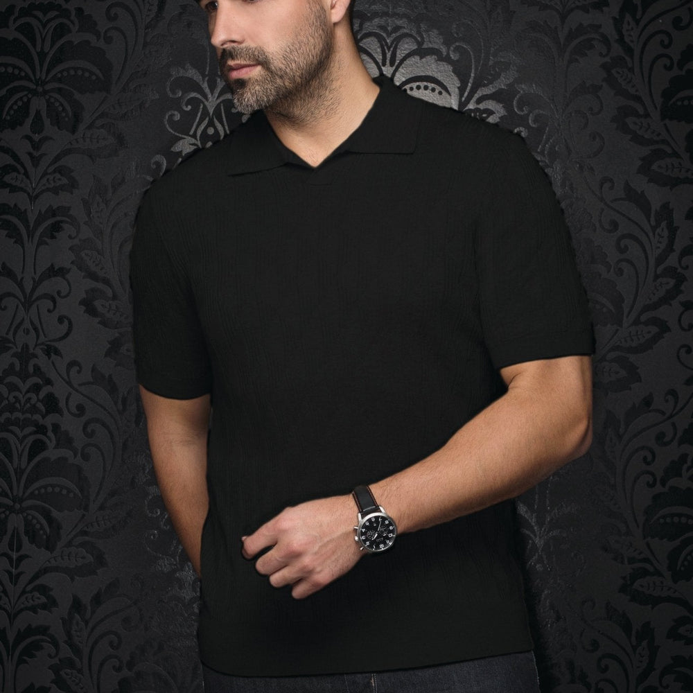 POLO LAINE DE MÉRINOS | LOWICK, Black - AU NOIR