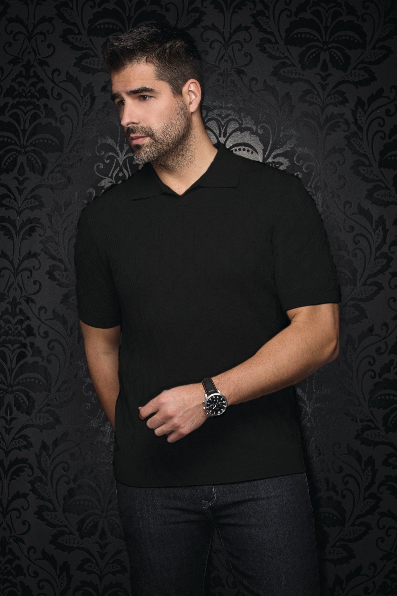 POLO LAINE DE MÉRINOS | LOWICK, Black - AU NOIR