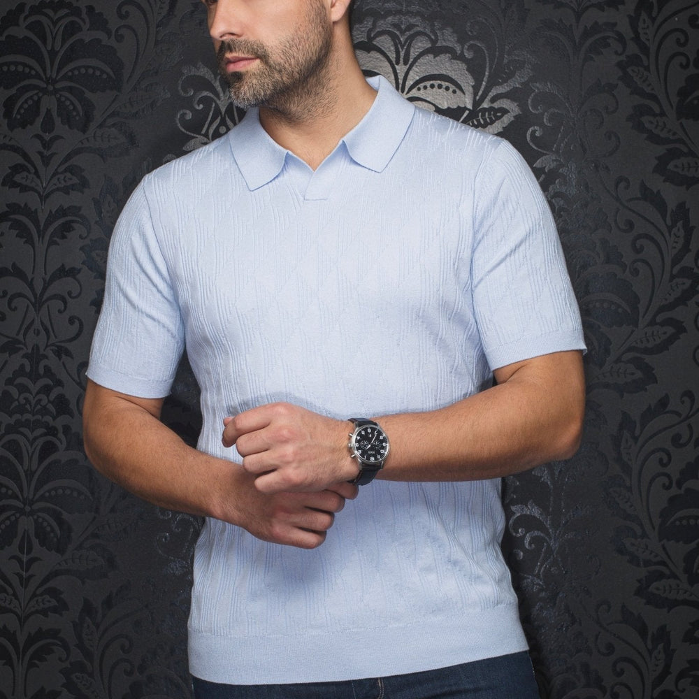 
                  
                    POLO LAINE DE MÉRINOS | LOWICK, Light Blue - AU NOIR
                  
                