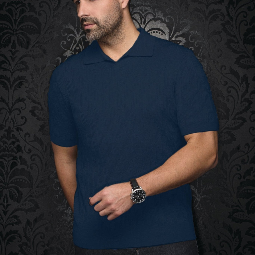 POLO LAINE DE MÉRINOS | LOWICK, Navy - AU NOIR
