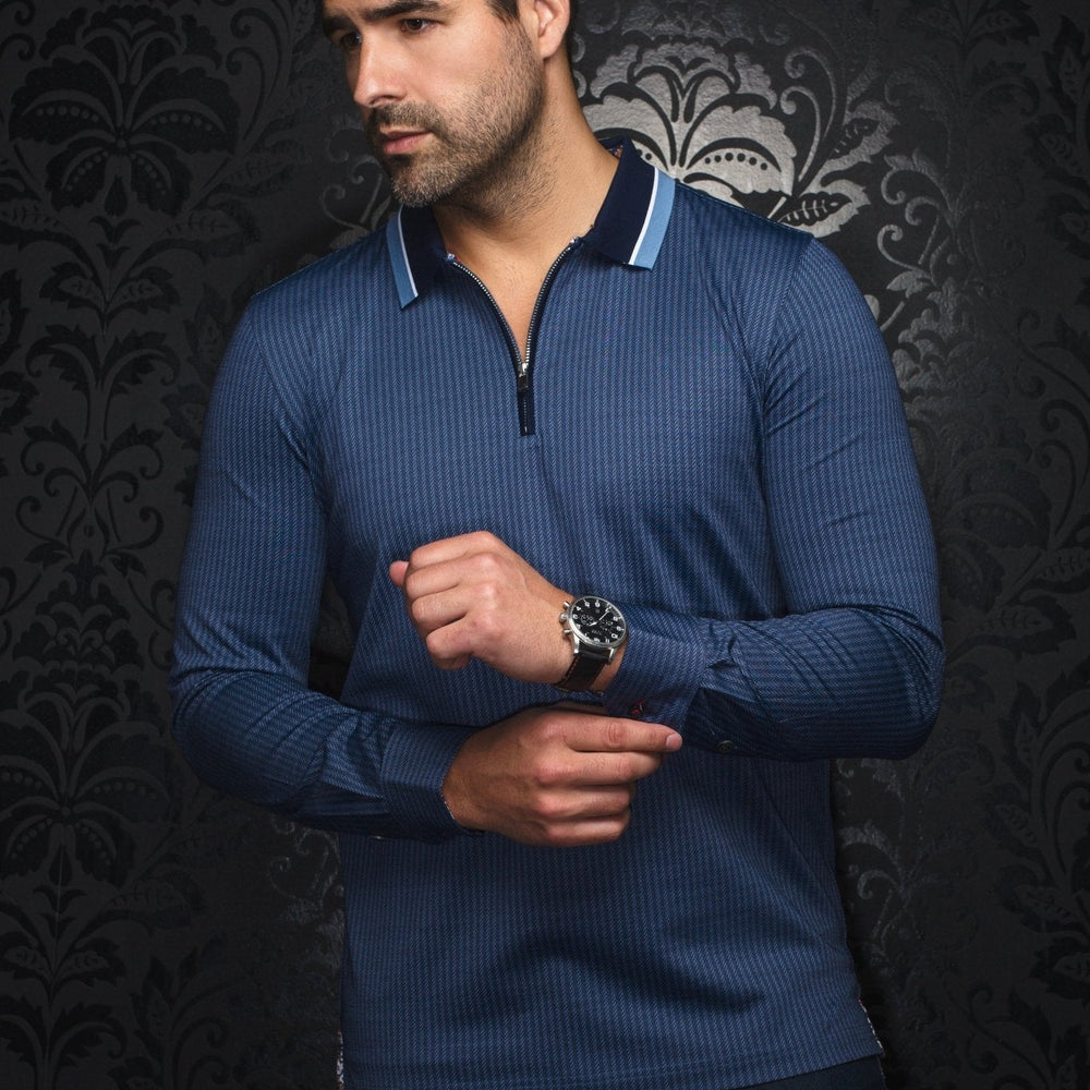 POLO MANCHES LONGUES | FEDERICO, Blue - AU NOIR