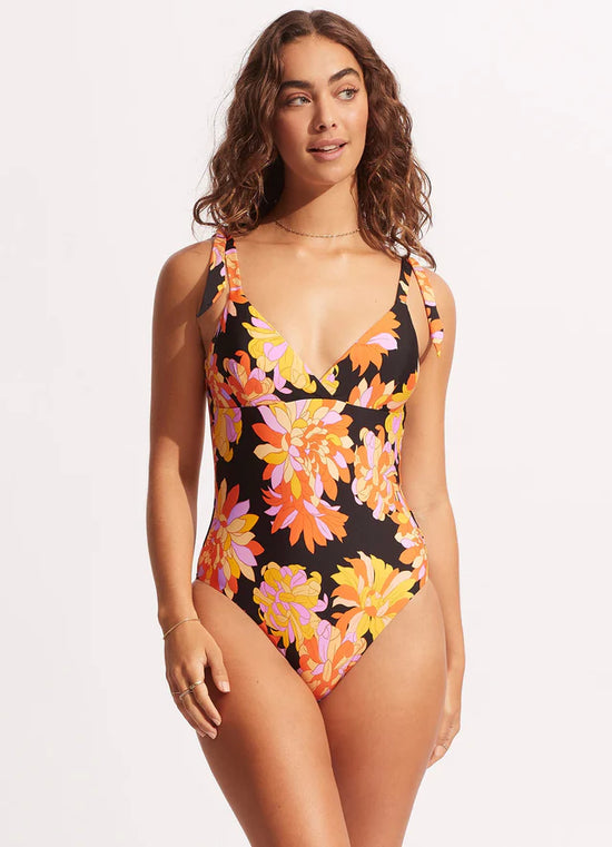 Seafolly One Piece Swimsuit in Black Multi color