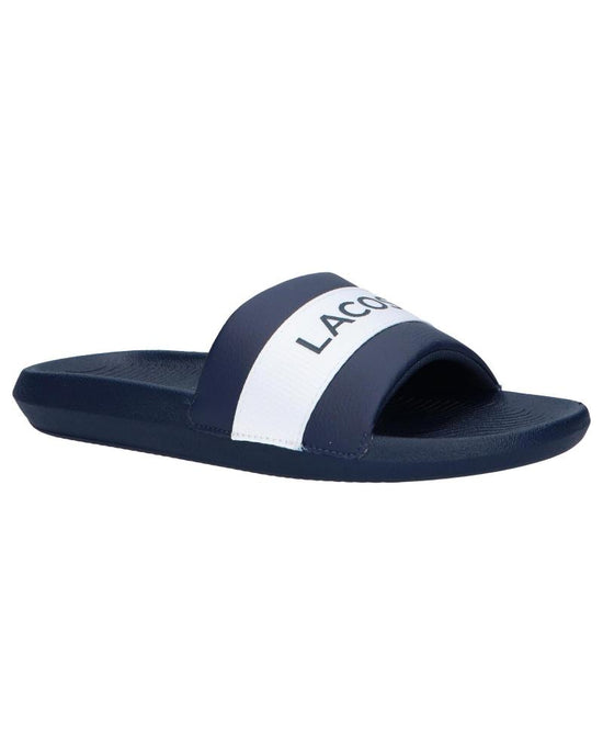Sandale Logo Lacoste de couleur Marine/Blanc