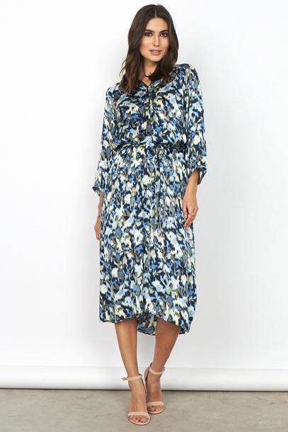 Robe Longue Soya Concept De Couleur Bleu Multi Femme