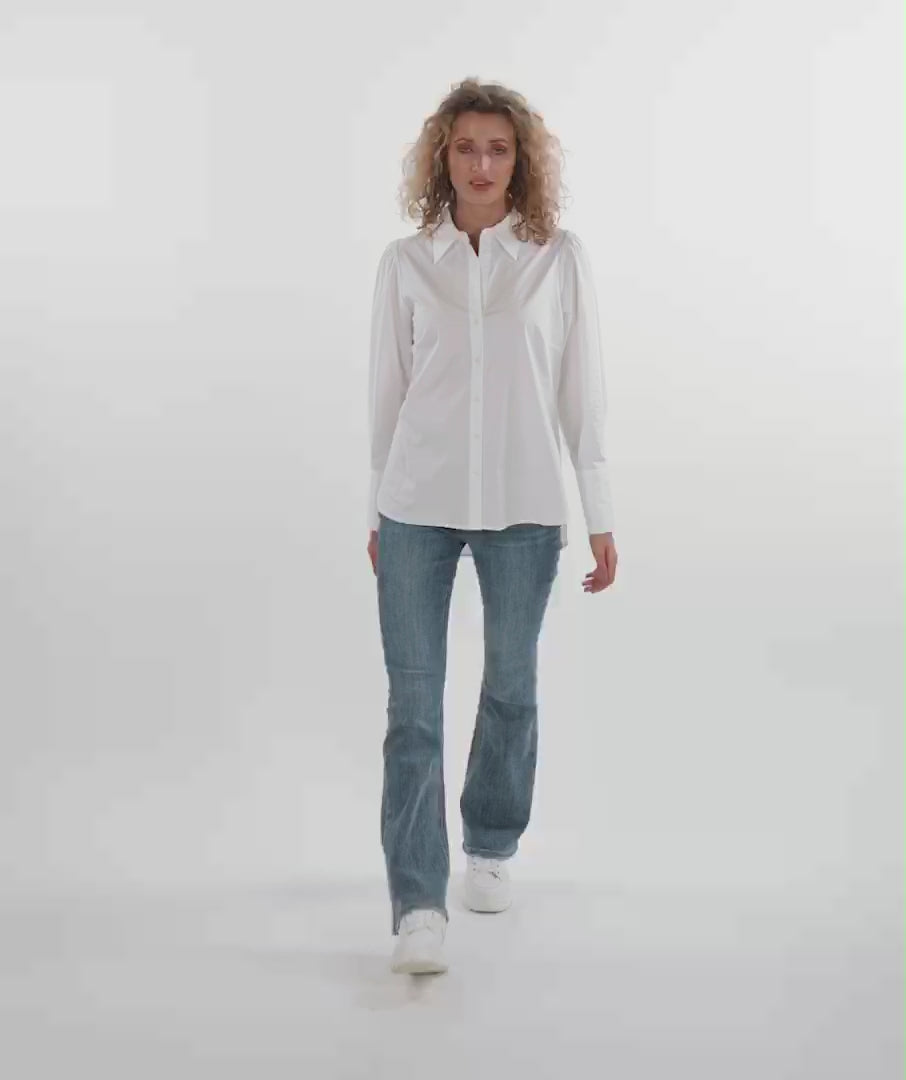 Charger et lire la vidéo dans la visionneuse de la Galerie, Blouse Esqualo de couleur Blanc
