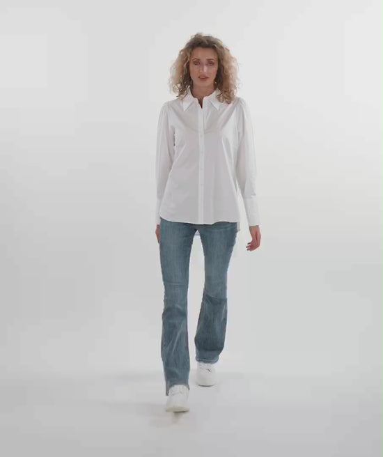 Charger et lire la vidéo dans la visionneuse de la Galerie, Blouse Esqualo de couleur Blanc
