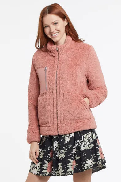 Veste En Faux Sherpa Tribal de couleur Rose