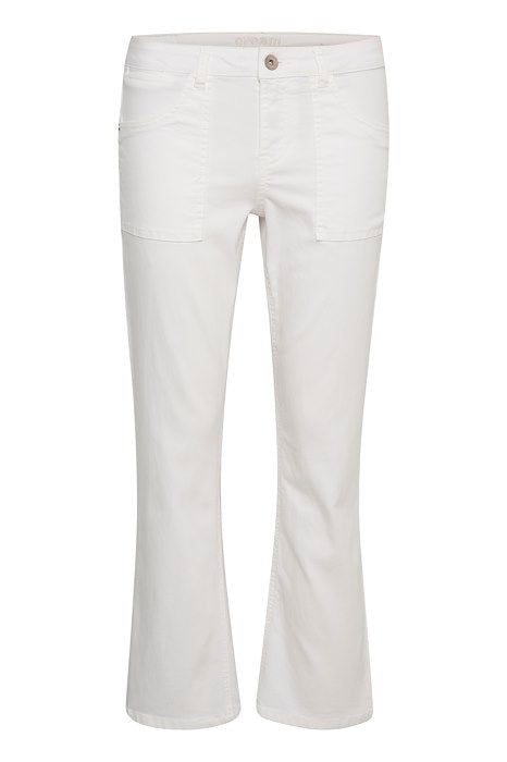Cream 7/8 pants in White color
