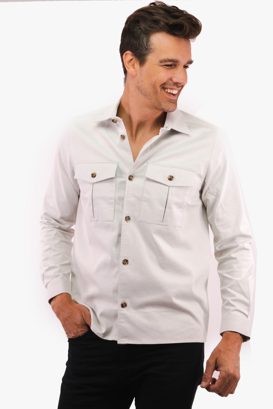 Surchemise Matinique De Couleur Blanc Casse Homme