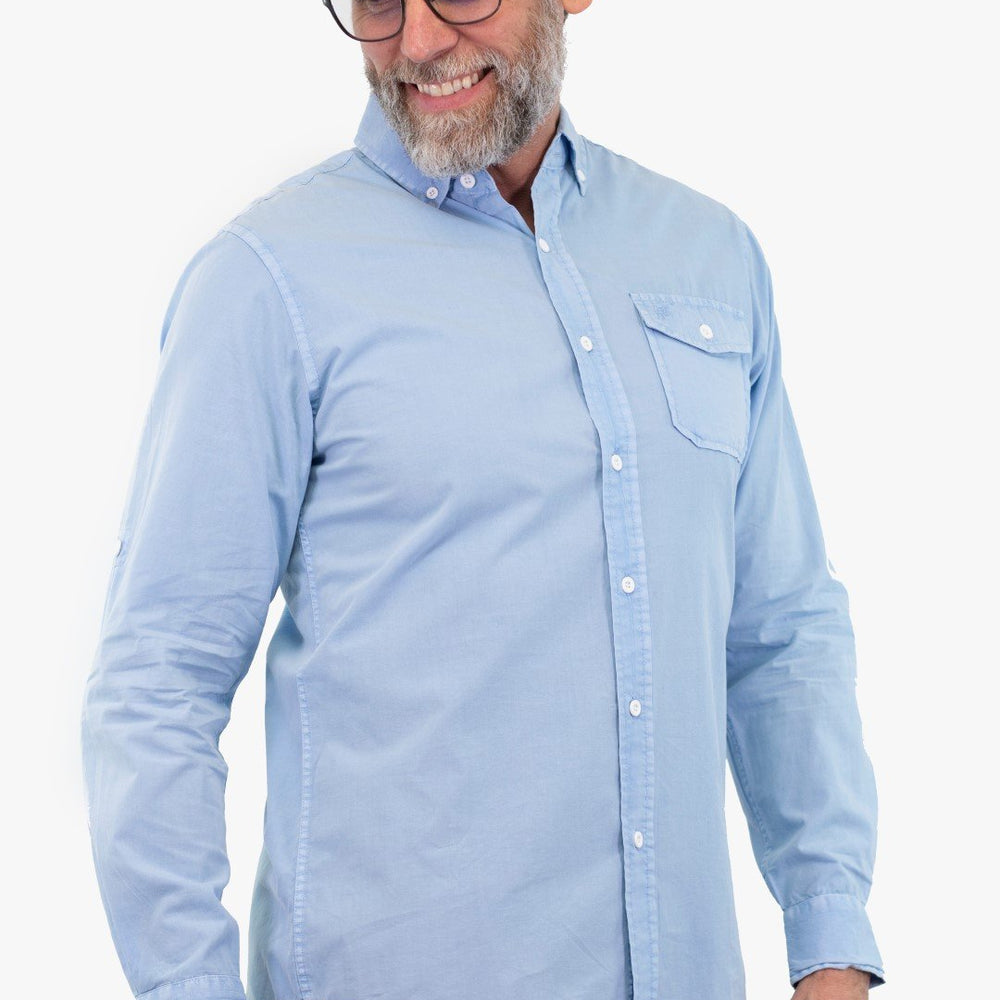 Chemise M/l Report De Couleur Bleu (Repo-242400H) Homme