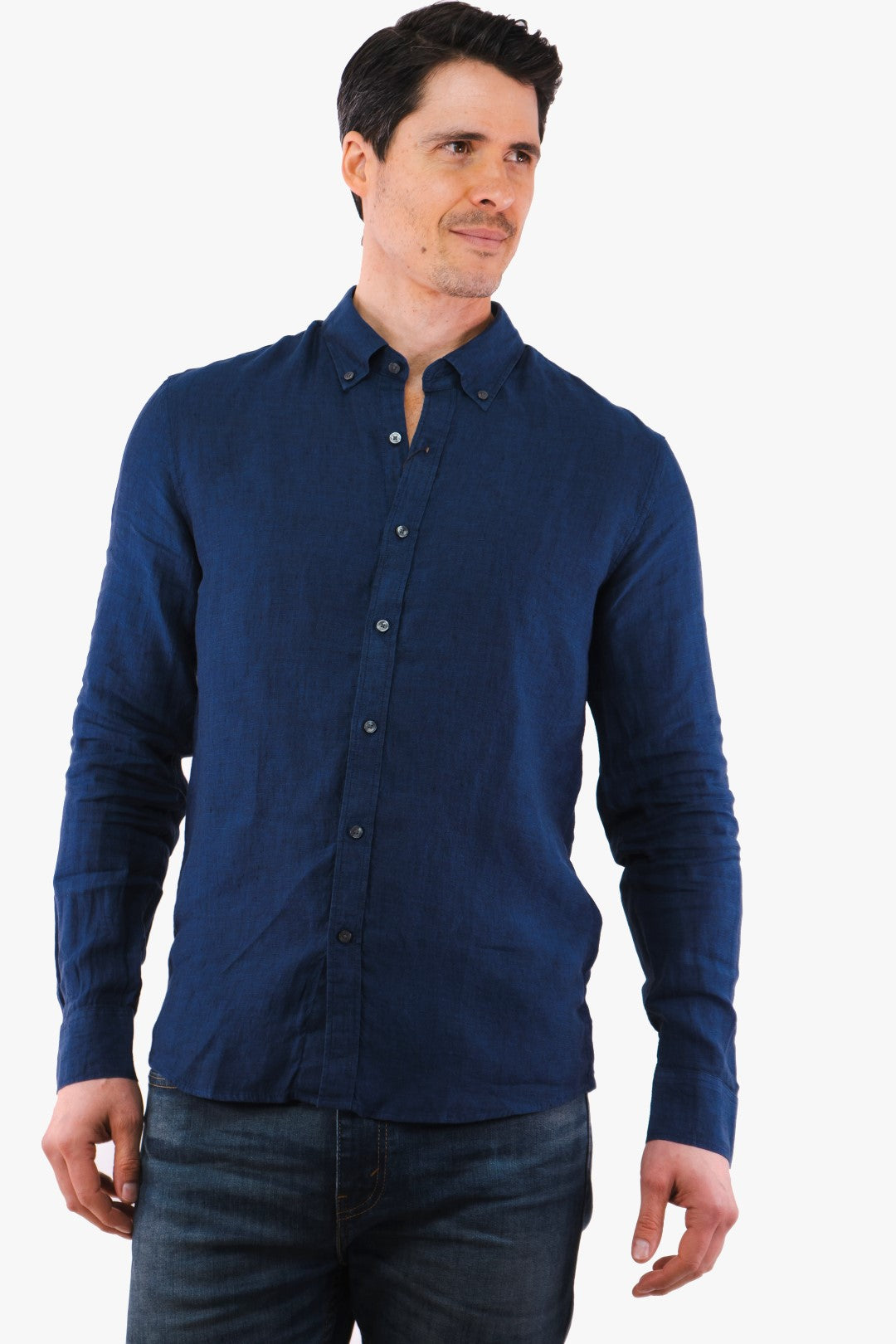 Michael Kors Linen Shirt in Midnight color