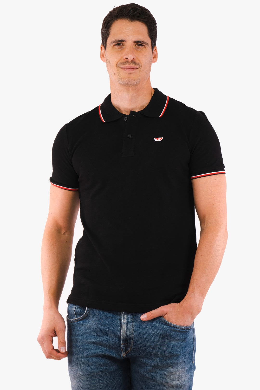 Diesel Short Sleeve Polo Shirt in Black color