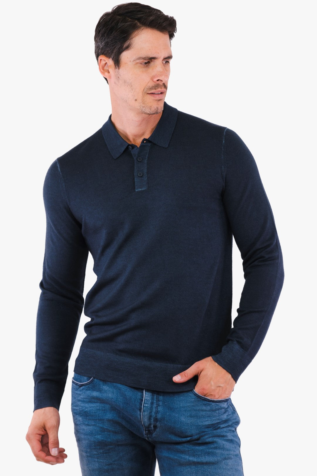 Polo M/L En Laine De Merino Michael Kors de couleur Marine